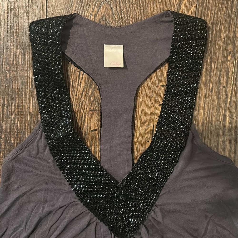 Calix Babydoll Sequin T-Strap Tank Top - Picture 2 of 3